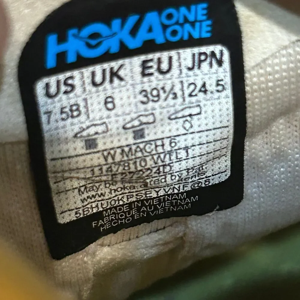 Hoka Mach multicolored athletic training running lace up shoes sneakers sz 7.5